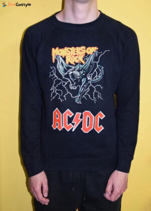 Vintage 80s Ac Dc Monsters Of Rock Sweatshirt M Motorhead Aerosmith Kiss Ozzy Osbourne Black Sabbath Deep Purple Cooper Dio