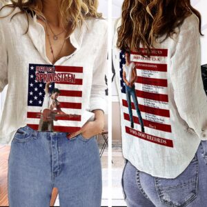 Bruce Springsteen 3D Linen Shirt – Gift for Men Women 1