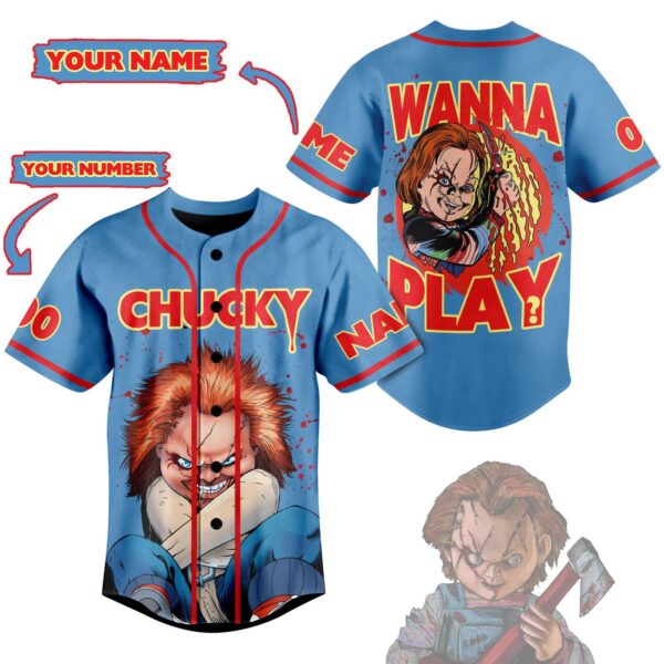Chucky Wanna Play Baseball Jersey For Men Women And Kids Gift