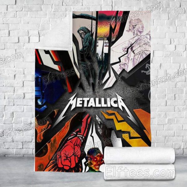 Elftees Metallica Thrash Metal Rock Music Fans Fleece Blanket – 3D Printed Sofa Bed Throw Blanket Gifts For Rock Fans – MTR01
