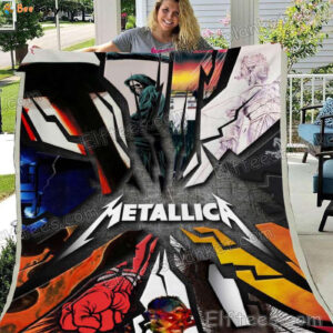 Elftees Metallica Thrash Metal Rock Music Fans Fleece Blanket – 3D Printed Sofa Bed Throw Blanket Gifts For Rock Fans – MTR01