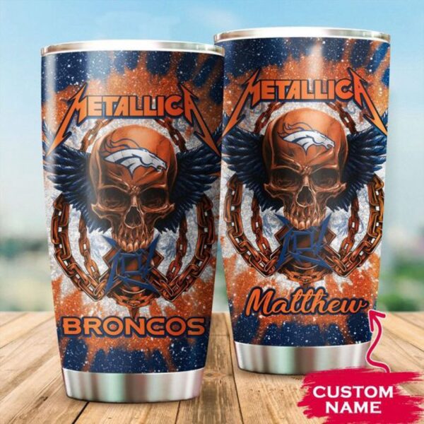 Gift Ideas Denver Broncos Metallica Custom Name Tumbler