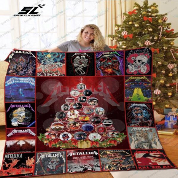 H Metallica Album Tree Christmas Quilt Blanket