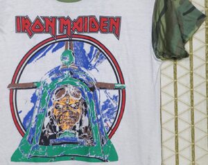 Iron Maiden Aces High Powerslave Vintage Rare T-Shirt - Camo Camouflage Ringer Slayer Metallica Megadeth Motorhead 1