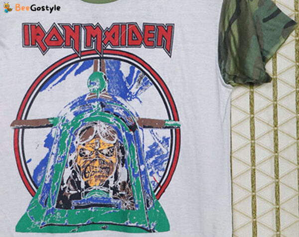Iron Maiden Aces High Powerslave Vintage Rare T-Shirt – Camo Camouflage Ringer Slayer Metallica Megadeth Motorhead