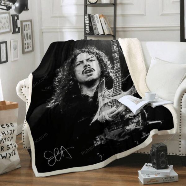 KIRK HAMMET METALLICA – Music Monochrome Art For Fans Sherpa Fleece Blanket