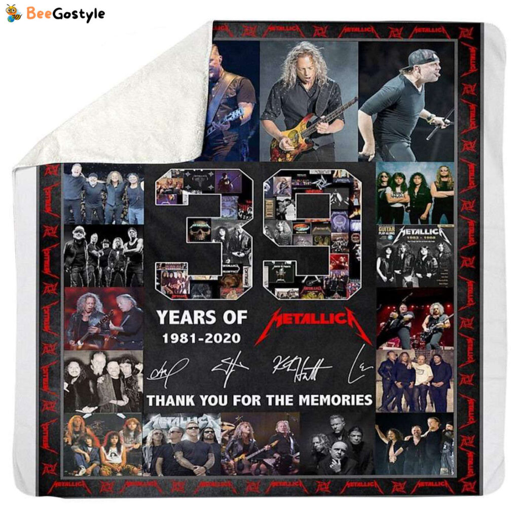 Metallica 39Th Anniversary Thank You For The Memories Signature Sherpa Blanket Metallica 39Th Anniversary Thank You For The Memories Signature Sherpa Blanket