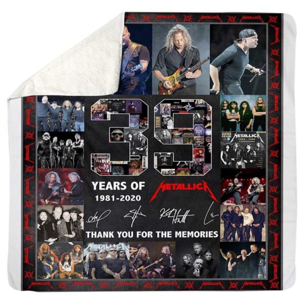 Metallica 39Th Anniversary Thank You For The Memories Signature Sherpa Blanket