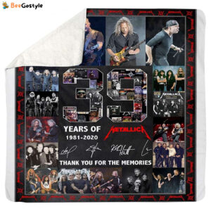 Metallica 39Th Anniversary Thank You For The Memories Signature Sherpa Blanket