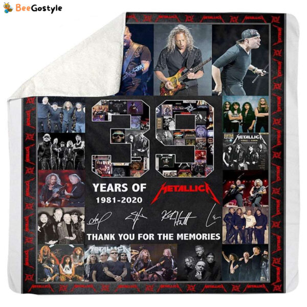 Metallica 39Th Anniversary Thank You For The Memories Signature Sherpa Blanket
