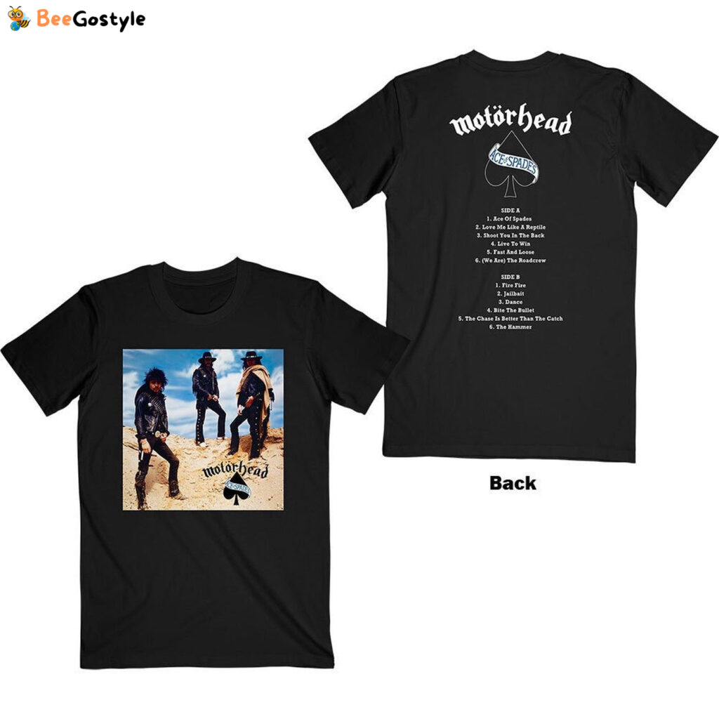 Motorhead Ace of Spades Track List Adult T-Shirt – Back Print Motorhead Ace of Spades Track List Adult T-Shirt – Back Print