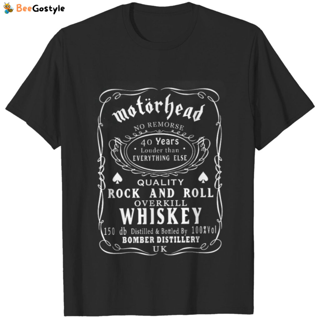 Motorhead Shirt No Remorse Lemmy 40 Years Louder Whisky Label Motorhead Shirt No Remorse Lemmy 40 Years Louder Whisky Label