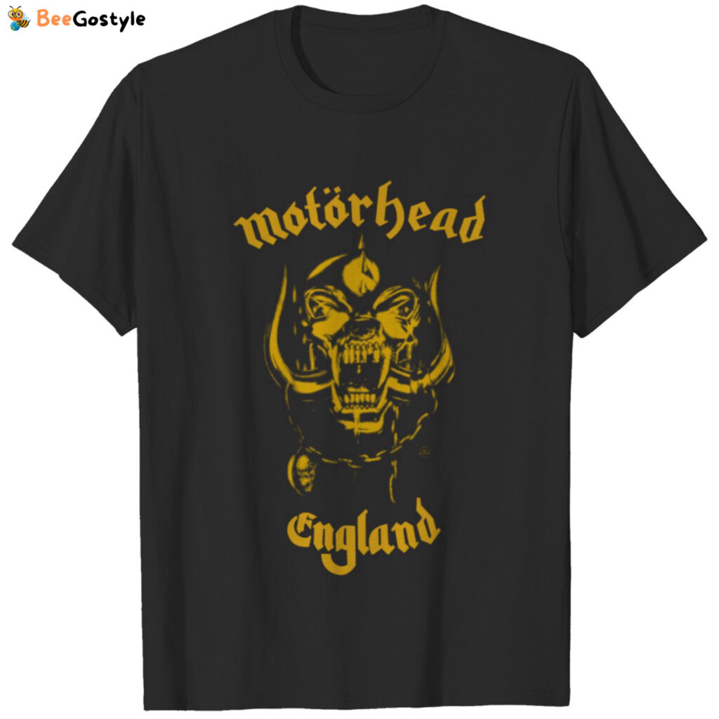 Motorhead Unisex Tee: England Classic Gold – Rock Your Style Today! Motorhead Unisex Tee: England Classic Gold – Rock Your Style Today!