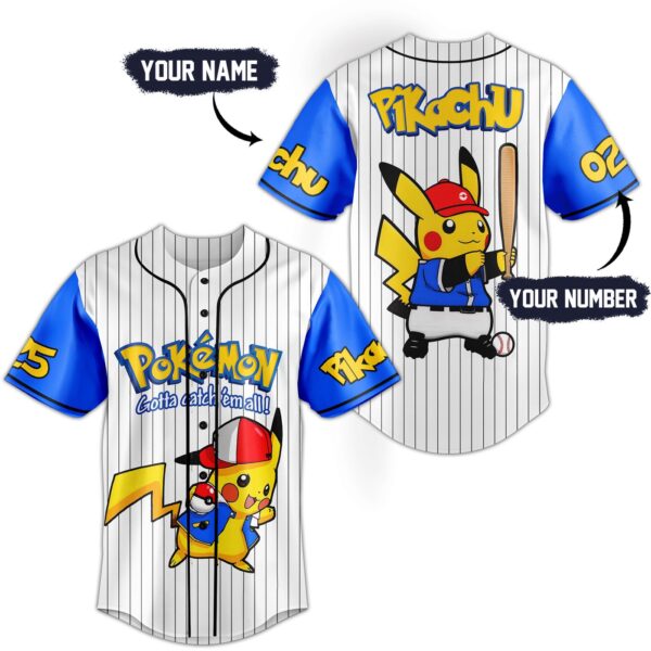Pikachu Pokemon Baseball Jersey For Men Women And Kids Gift for Fans
