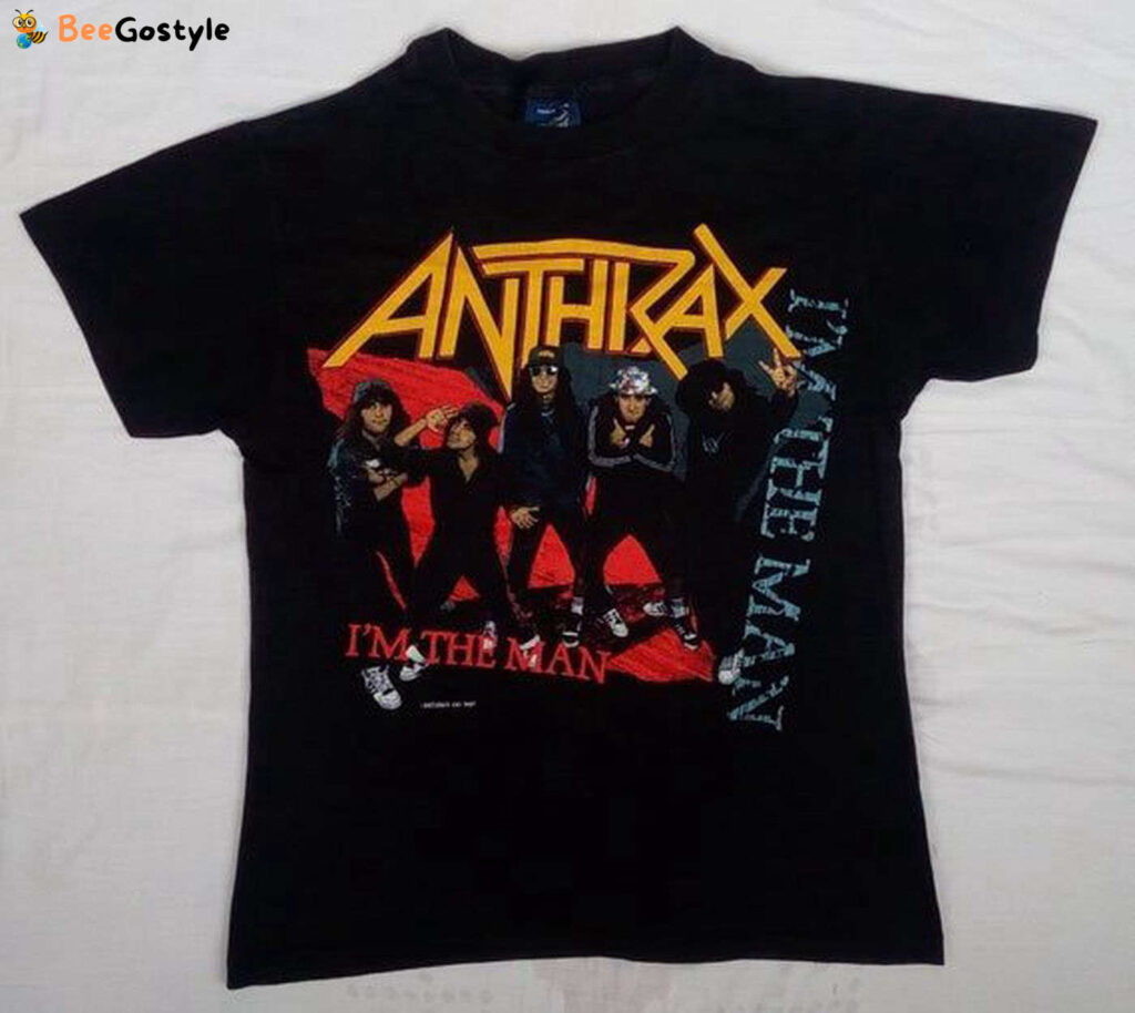 Vintage 1987 Anthrax I The Man Shirt – Black Cotton Band Tee Metallica Slayer Judas Priest