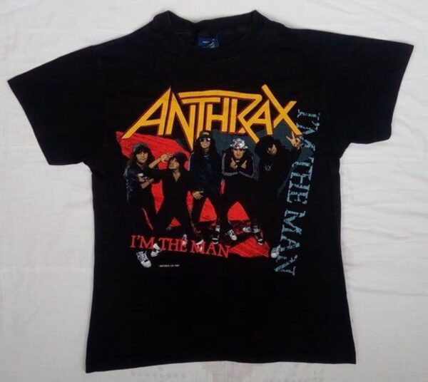 Vintage 1987 Anthrax I The Man Shirt – Black Cotton Band Tee Metallica Slayer Judas Priest