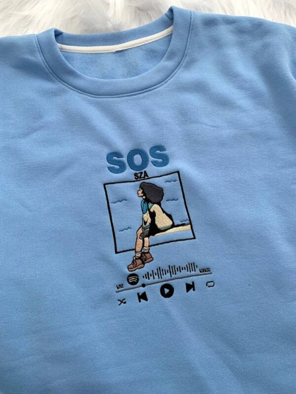 SOS by SZA Album Spotify Embroidered Crewneck T-Shirt, Sweatshirt for Men Women Sweatshirt