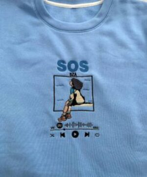 SOS by SZA Album Spotify Embroidered Crewneck T-Shirt, Sweatshirt for Men Women Sweatshirt 3
