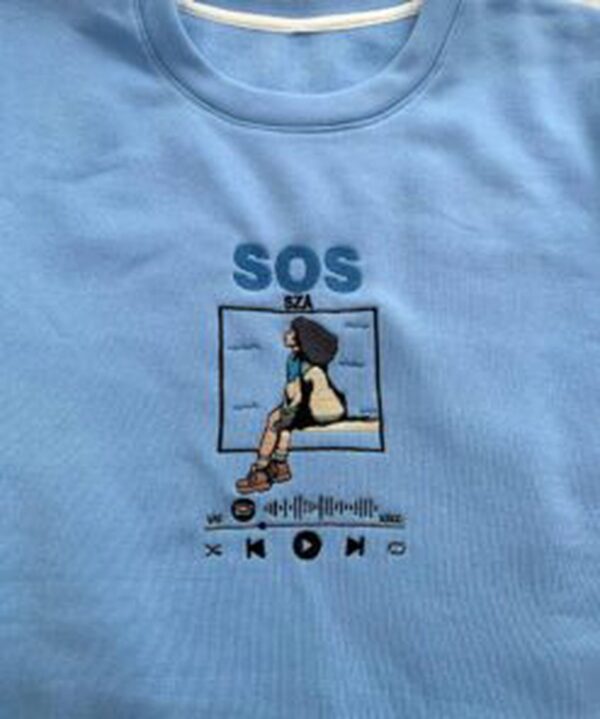 SOS by SZA Album Spotify Embroidered Crewneck T-Shirt, Sweatshirt for Men Women Sweatshirt