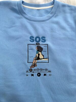 SOS by SZA Album Spotify Embroidered Crewneck T-Shirt, Sweatshirt for Men Women Sweatshirt