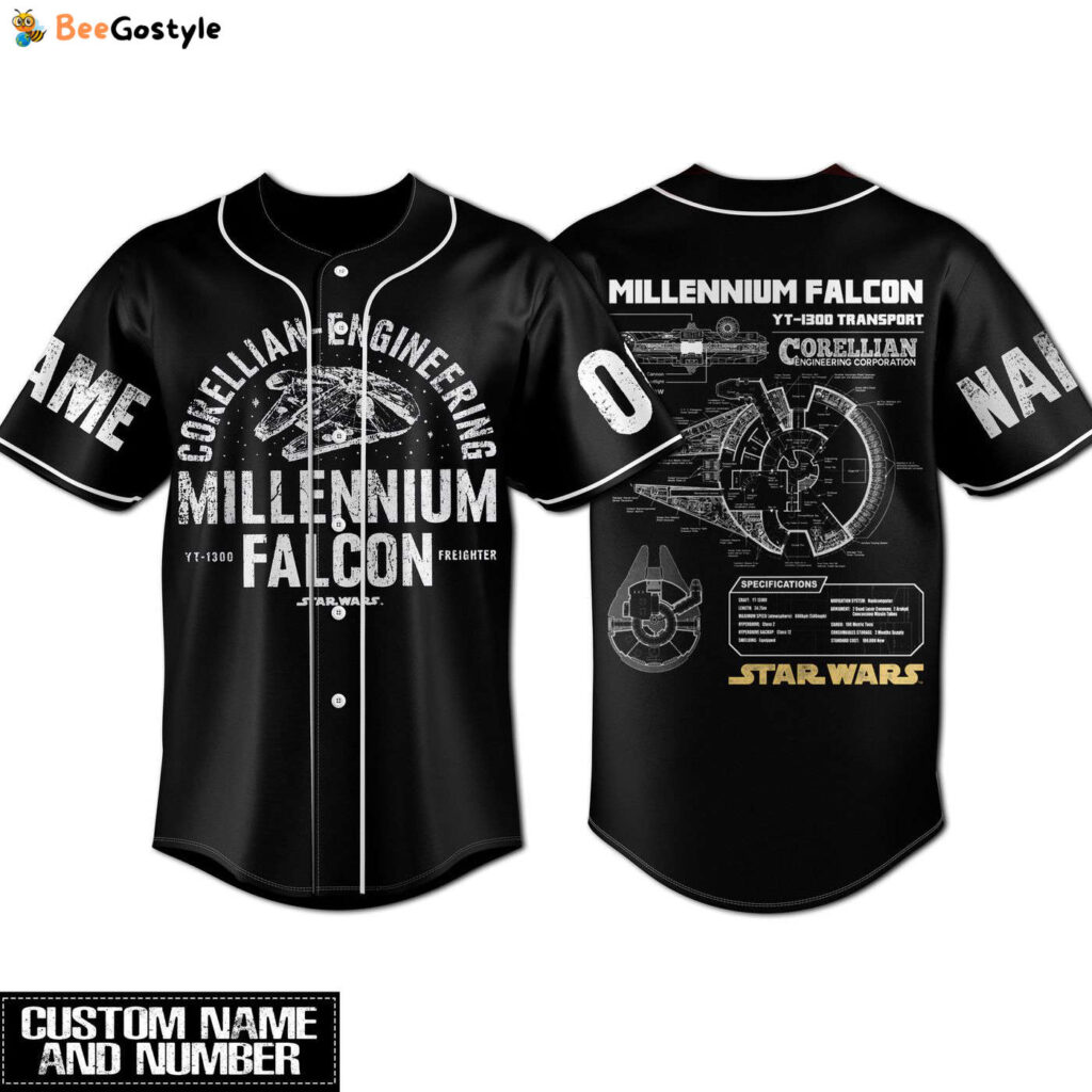 Star Wars Millenium Falcon Baseball Jersey For Men Women And Kids Gift Star Wars Millenium Falcon Baseball Jersey For Men Women And Kids Gift