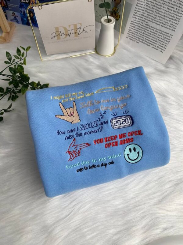 SZA SOS Favorite Lyric Songs Embroidered Crewneck T-Shirt, Sweatshirt for Fans